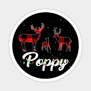 Poppy Reindeer Plaid Pajama Shirt Family Christmas Magnet